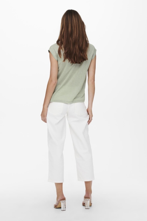 Only onlsilvery s/s v neck lurex top jrs